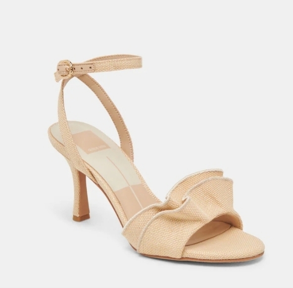 💛🔹️Dolce Vita🔹️ Lunete Heels Lightt Natural Woven Raffia Heels Sandals - Picture 2 of 10